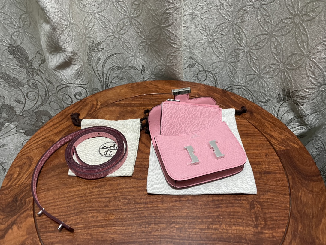 에르메스 콘스탄스백 미니 핑크 은장